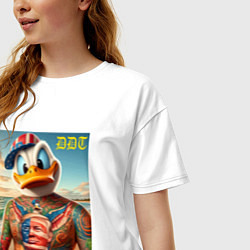 Футболка оверсайз женская Donald Duck Trump - meme, цвет: белый — фото 2