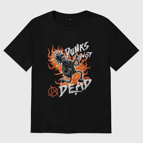 Женская футболка оверсайз Панк-рок с Бендером из Футурамы / Черный – фото 1