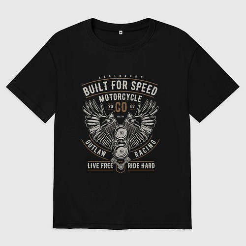 Женская футболка оверсайз Мотор / Черный – фото 1