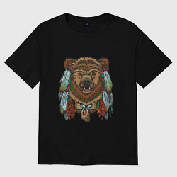 Футболка оверсайз женская Русский медведь, цвет: черный