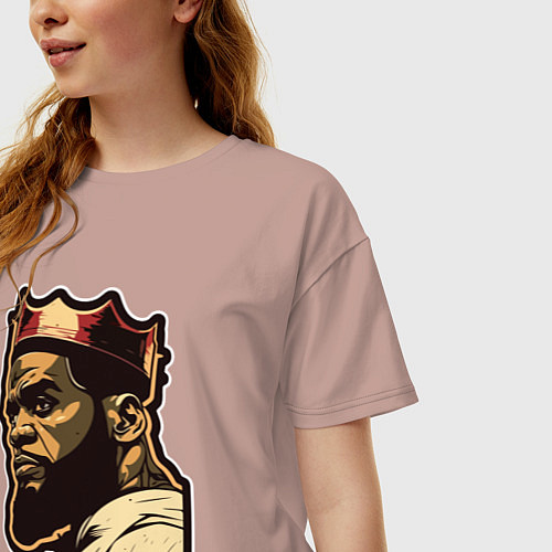 Женская футболка оверсайз Король Леброн Джеймс / Пыльно-розовый – фото 3