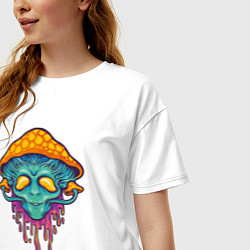 Футболка оверсайз женская Грибной пришелец, цвет: белый — фото 2
