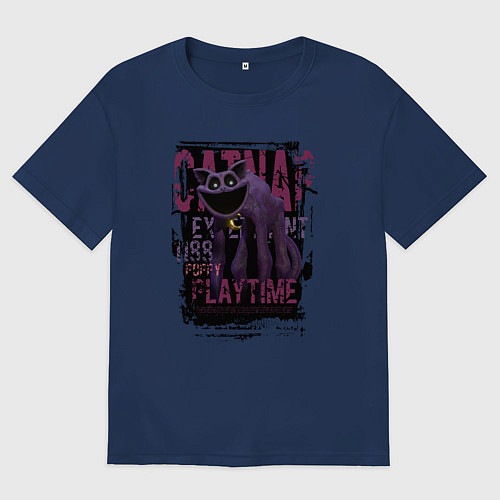 Женская футболка оверсайз Кот дремот Catnap / Тёмно-синий – фото 1