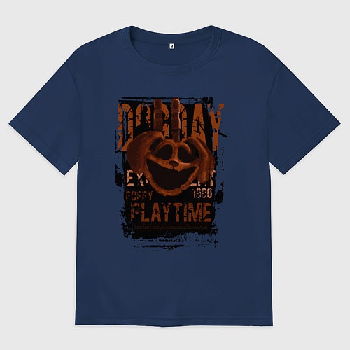 Женская футболка оверсайз Пеклопёс DogDay из Poppy Playtime / Тёмно-синий – фото 1