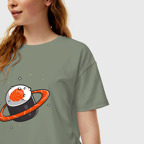 Женская футболка оверсайз Ролл сатурн / Авокадо – фото 3