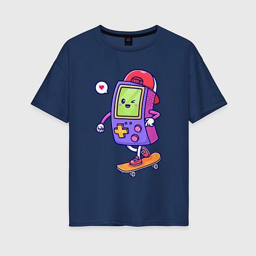 Женская футболка оверсайз Tetris skater / Тёмно-синий – фото 1