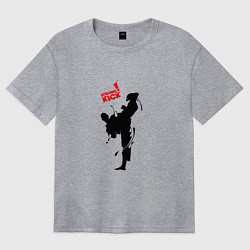 Женская футболка оверсайз Кикбоксинг атака