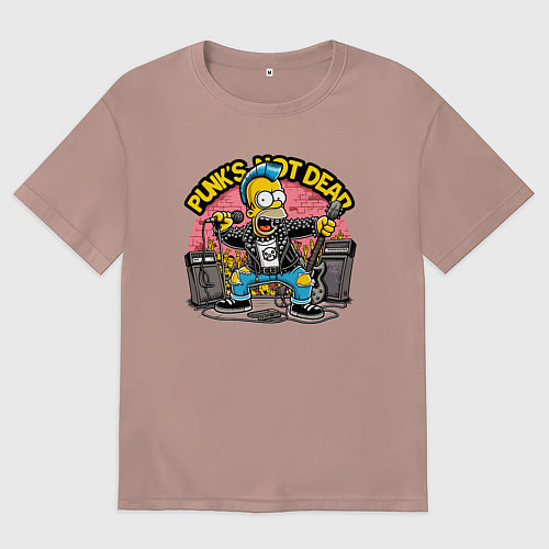 Женская футболка оверсайз Панк Гомер Симпсон - певец / Пыльно-розовый – фото 1