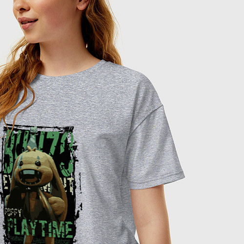 Женская футболка оверсайз Кролик Бонзо из Poppy Playtime / Меланж – фото 3