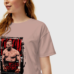 Футболка оверсайз женская Майк Тайсон мировой бокс, цвет: пыльно-розовый — фото 2