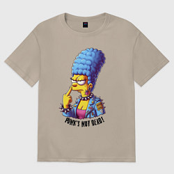 Футболка оверсайз женская Marge Simpson - punks not dead motto, цвет: миндальный