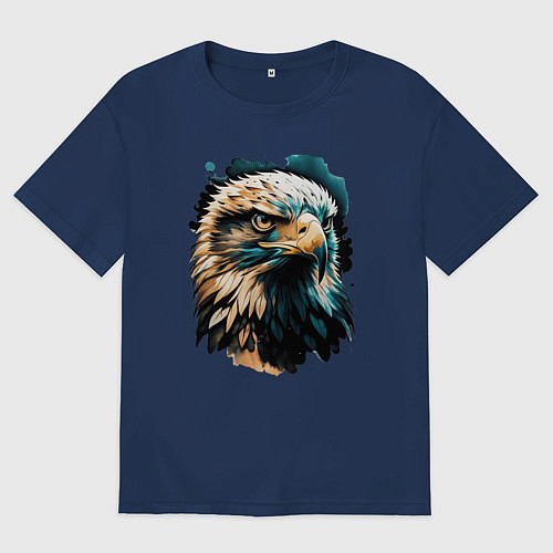 Женская футболка оверсайз Взгляд хищника / Тёмно-синий – фото 1