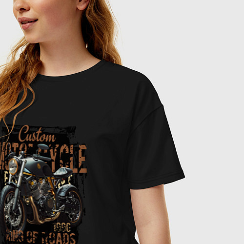 Женская футболка оверсайз Мотоцикл кастом / Черный – фото 3