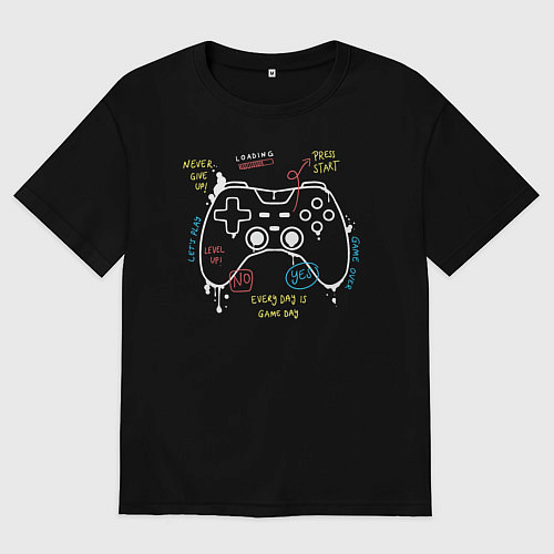 Женская футболка оверсайз Геймпад / Черный – фото 1