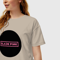 Футболка оверсайз женская Blackpink logotype - group of South Korea, цвет: миндальный — фото 2