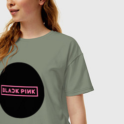 Футболка оверсайз женская Blackpink logotype - group of South Korea, цвет: авокадо — фото 2