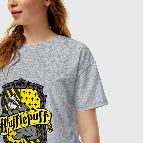 Женская футболка оверсайз Hufflepuff emblem / Меланж – фото 3