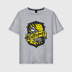 Футболка оверсайз женская Hufflepuff emblem, цвет: меланж