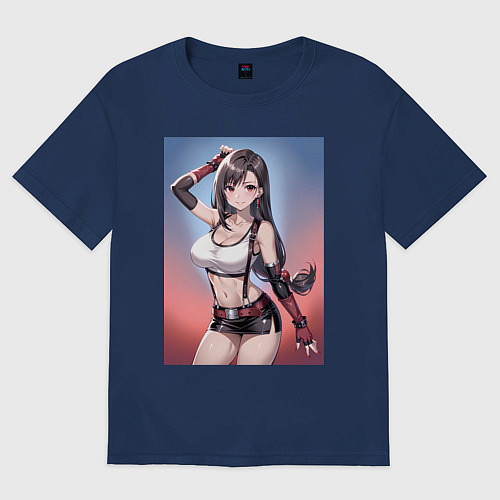 Женская футболка оверсайз Тифа Локхарт из Final Fantasy VII / Тёмно-синий – фото 1