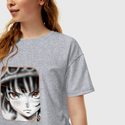 Футболка оверсайз женская Оранжевоглазая девушка, цвет: меланж — фото 2