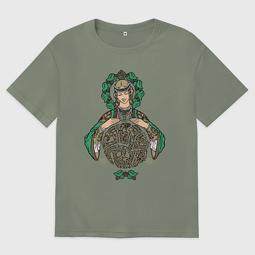 Женская футболка оверсайз Славянская богиня Берегиня / Авокадо – фото 1