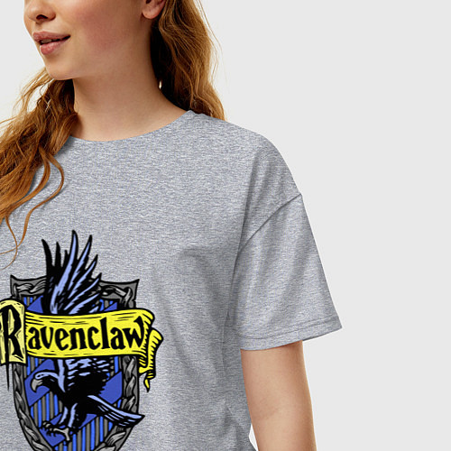Женская футболка оверсайз Ravenclaw emblem / Меланж – фото 3