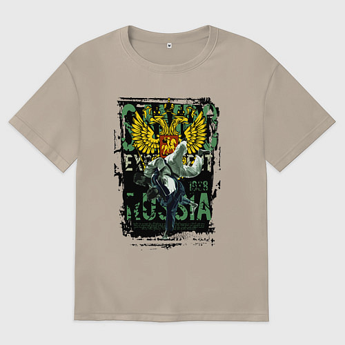 Женская футболка оверсайз Самбо Россия / Миндальный – фото 1