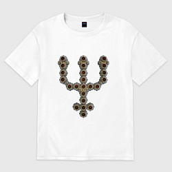 Женская футболка оверсайз Astrological symbol planet neptune metal antique