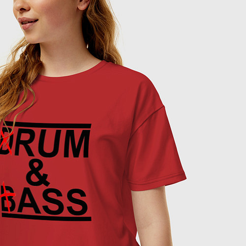 Женская футболка оверсайз Drum and bass color / Красный – фото 3