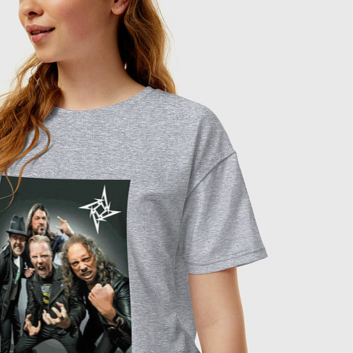 Женская футболка оверсайз Metallica cool dudes - thrash metal / Меланж – фото 3