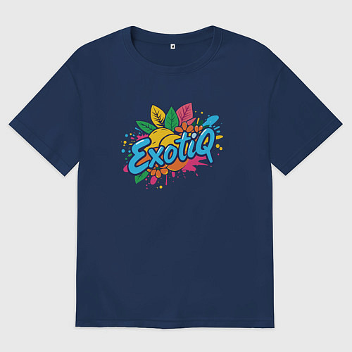 Женская футболка оверсайз Надпись экзотика / Тёмно-синий – фото 1