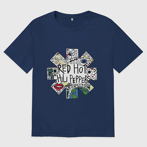 Женская футболка оверсайз RHCP - logo with songs / Тёмно-синий – фото 1