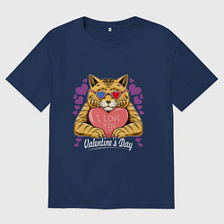 Футболка оверсайз женская Влюбленный котик, цвет: тёмно-синий