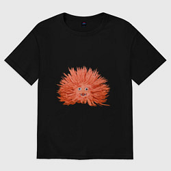 Футболка оверсайз женская Сartoon monster fluffy orange, цвет: черный