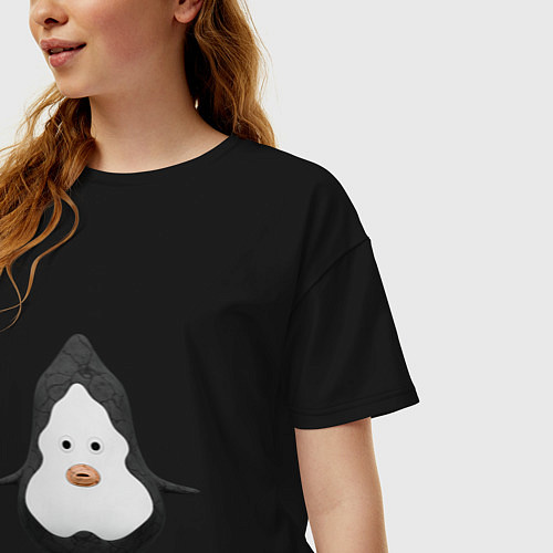 Женская футболка оверсайз Cartoon penguin character / Черный – фото 3
