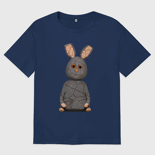 Женская футболка оверсайз Cartoon hare character / Тёмно-синий – фото 1