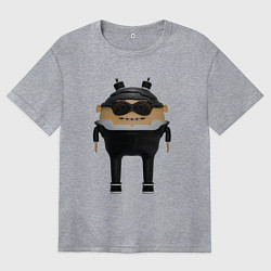 Женская футболка оверсайз Cartoon agent female in black suit