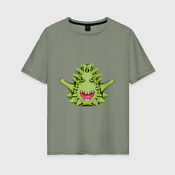 Футболка оверсайз женская Cartoon monster with spikes green, цвет: авокадо