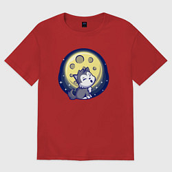 Футболка оверсайз женская Moon wolf, цвет: красный