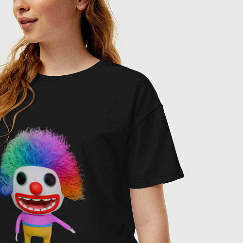 Женская футболка оверсайз Cartoon clown colorful / Черный – фото 3