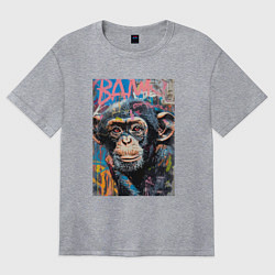 Футболка оверсайз женская Graffiti monkey, цвет: меланж