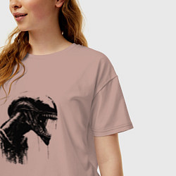 Футболка оверсайз женская Мощный ксеноморф, цвет: пыльно-розовый — фото 2