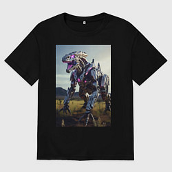 Футболка оверсайз женская Робот в стиле Horizon, цвет: черный