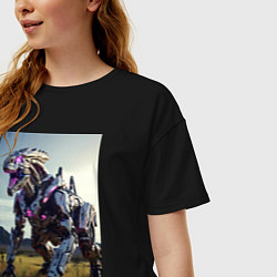 Футболка оверсайз женская Робот в стиле Horizon, цвет: черный — фото 2