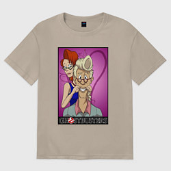 Футболка оверсайз женская Ghostbusters - Egon and Janine, цвет: миндальный
