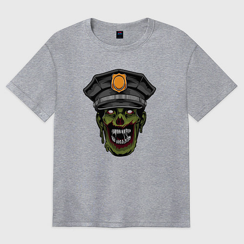 Женская футболка оверсайз Зомби полицейский / Меланж – фото 1
