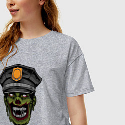 Футболка оверсайз женская Зомби полицейский, цвет: меланж — фото 2