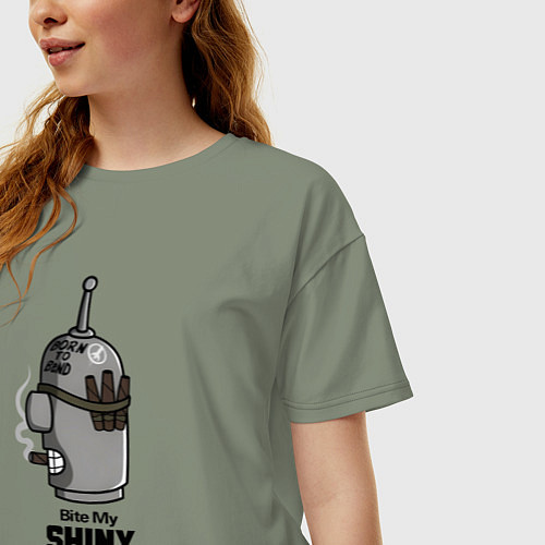 Женская футболка оверсайз Бендер - укуси мой металлический зад / Авокадо – фото 3