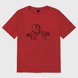 Футболка оверсайз женская Непон мем, цвет: красный