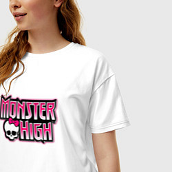 Футболка оверсайз женская Monster High надпись, цвет: белый — фото 2